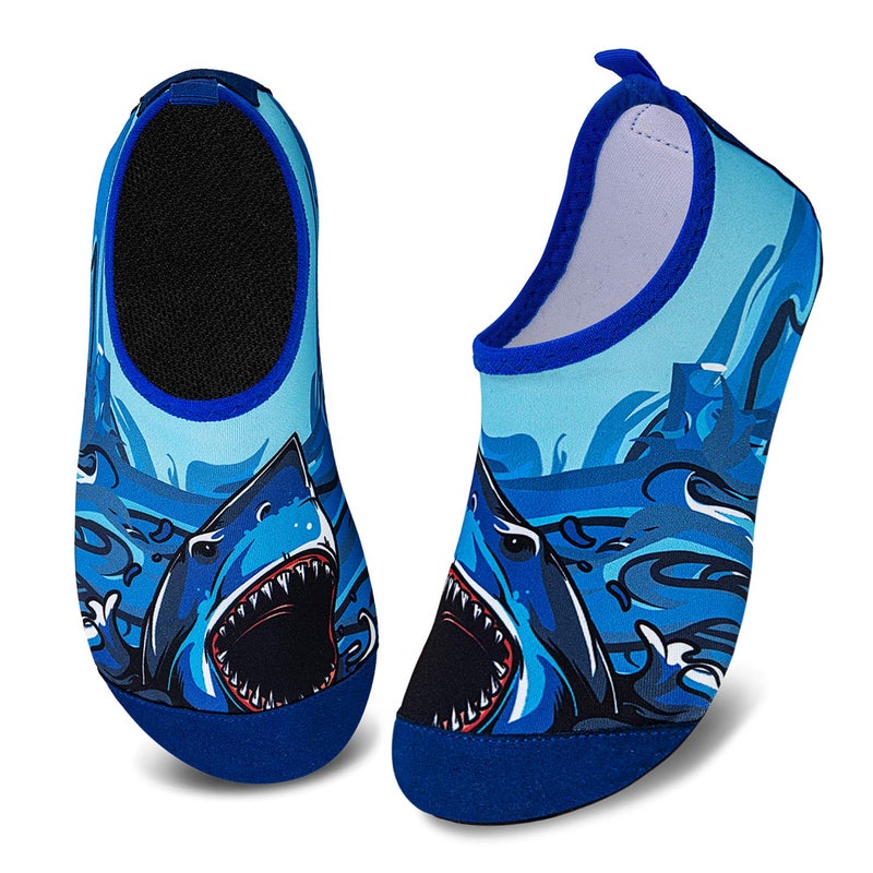 WateLves Kids Water Shoes Toddler Girls Boys Barefoot Non-Slip Quick Dry Aqua Socks for Beach Swim Walking (Big Shark, 28/29) - Image 1